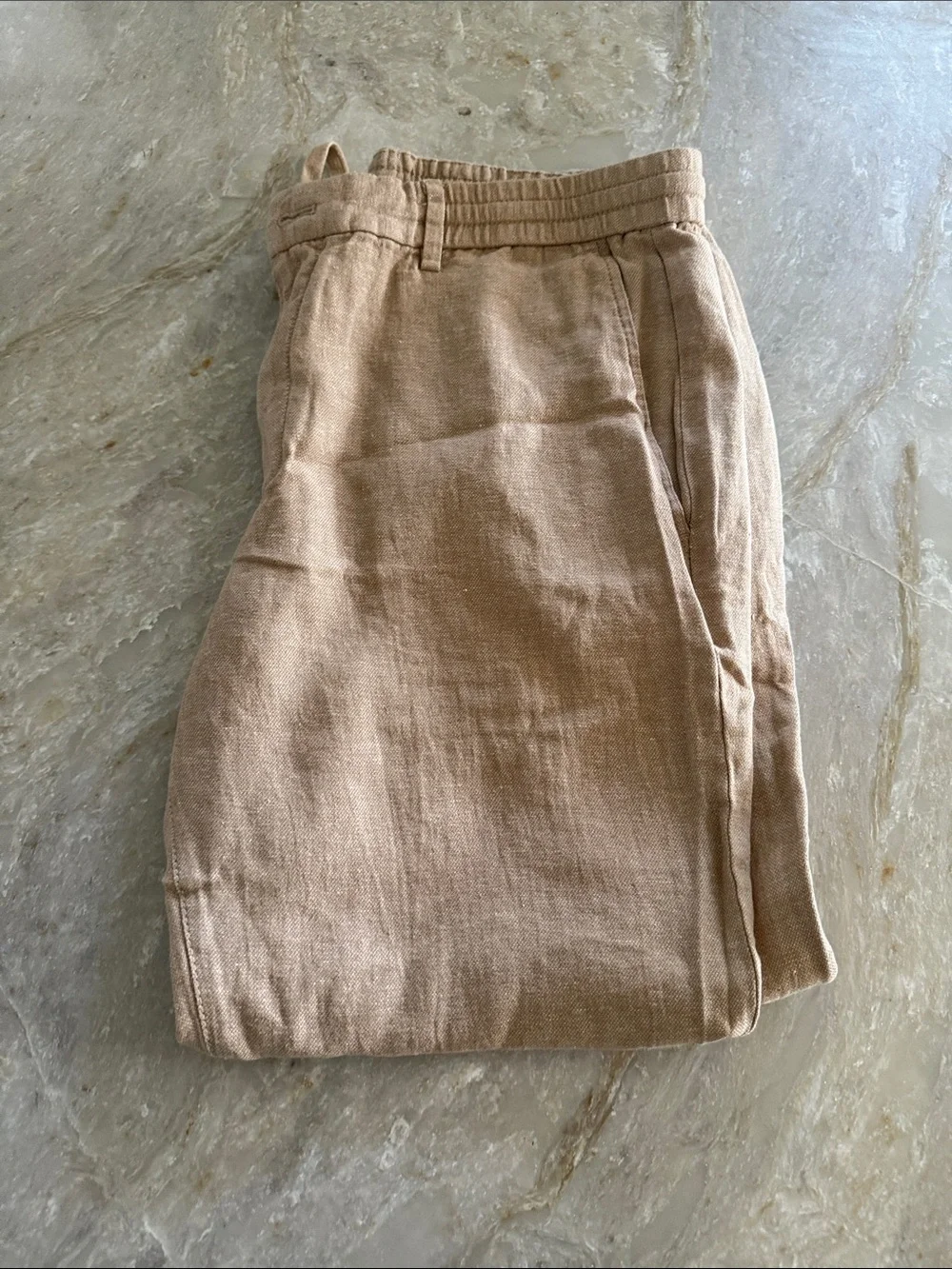 Banana Republic Men's Linen Blend Drawstring Pants in Light Tan